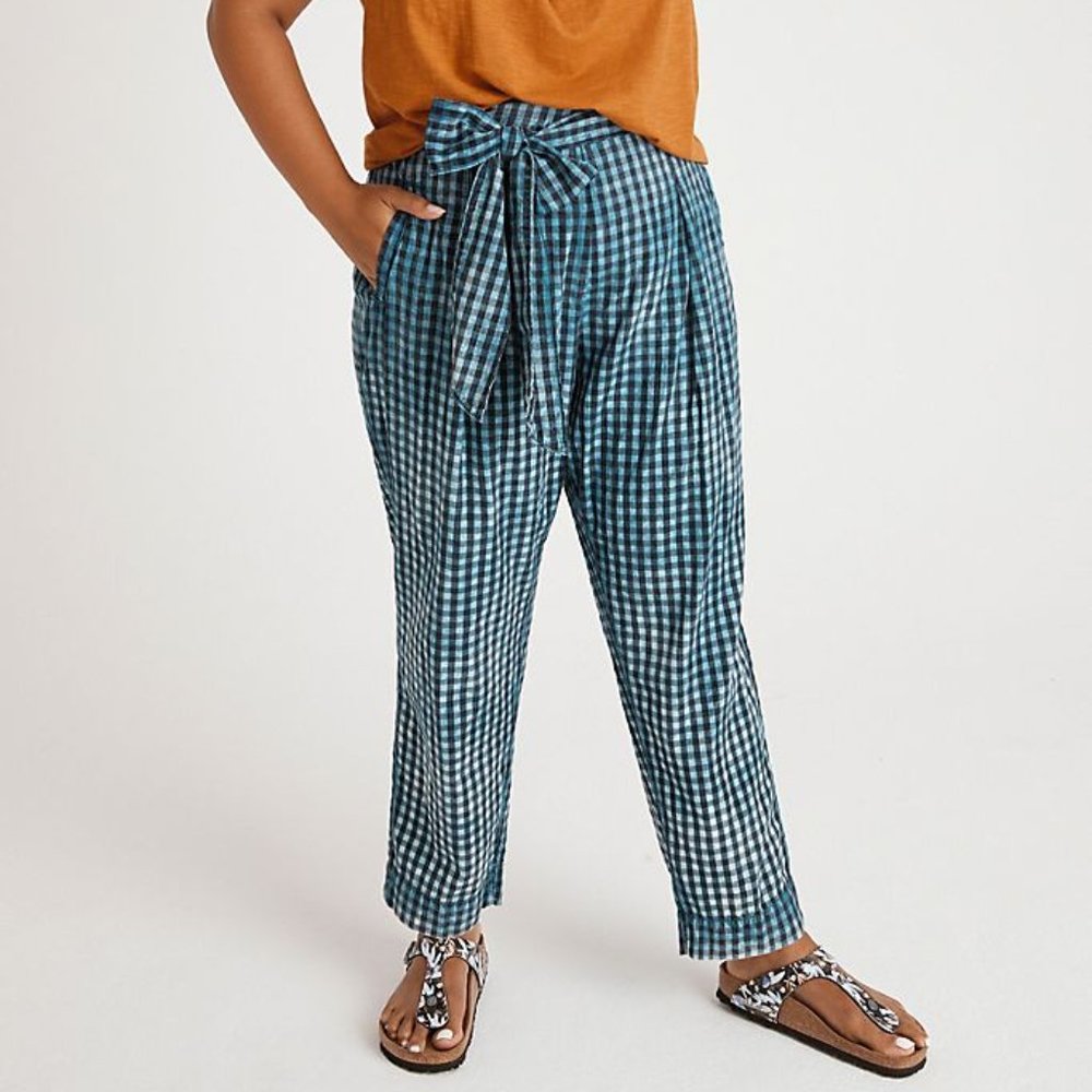 NWT Anthro Gingham Bleach High Rise Bow Tie Pants